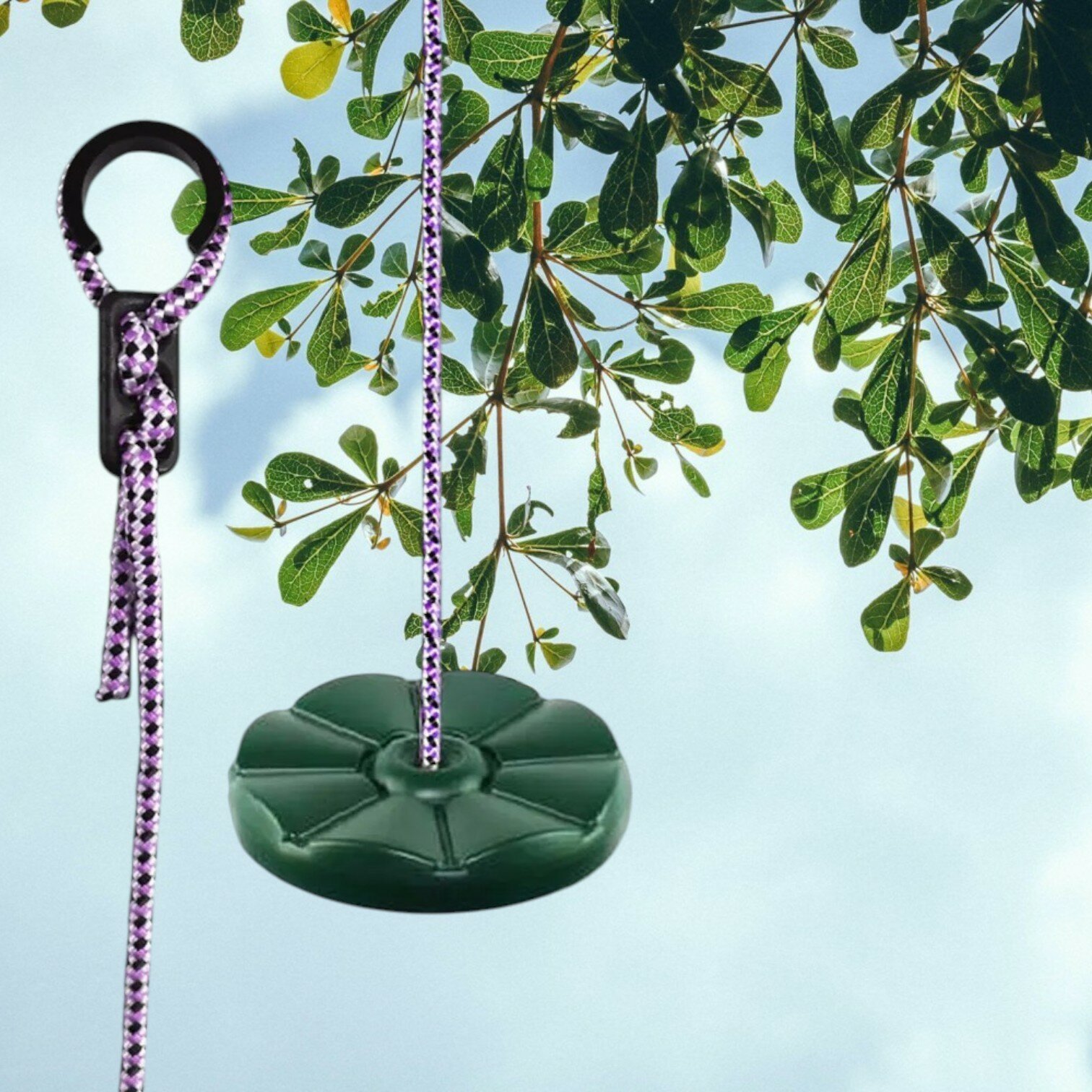 Пластиковые качели-диск Лиана Midzumi, зеленые нагрузка до 100 кг — фото 1