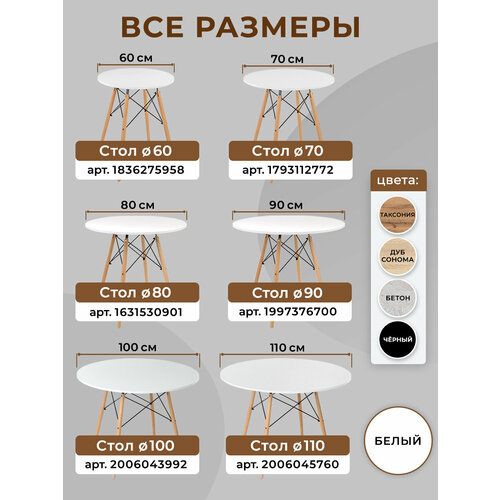 фото Стол кухонный обеденный круглый 100 см gemlux