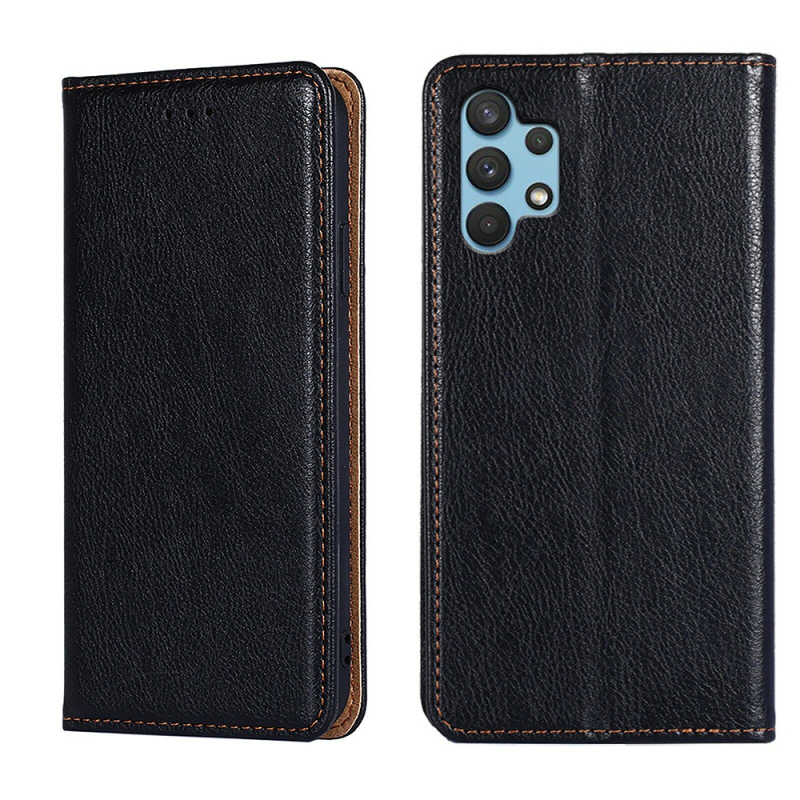 Чехол-книжка MyPads для Samsung Galaxy A32 4G с защитой корпуса и экрана, черный