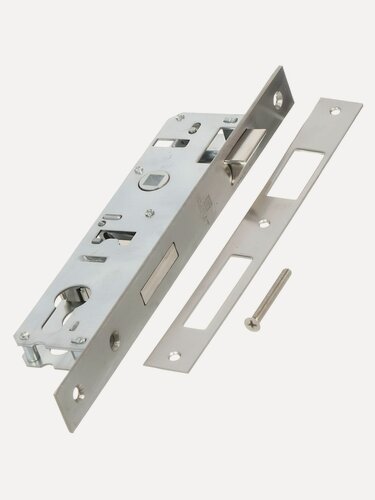 Изображение товара Замок врезной Булат ЗВ 4-1.30.85.23.08, цилиндровый для узкопрофильных дверей, межосевое расстояние 85 мм, цвет хром