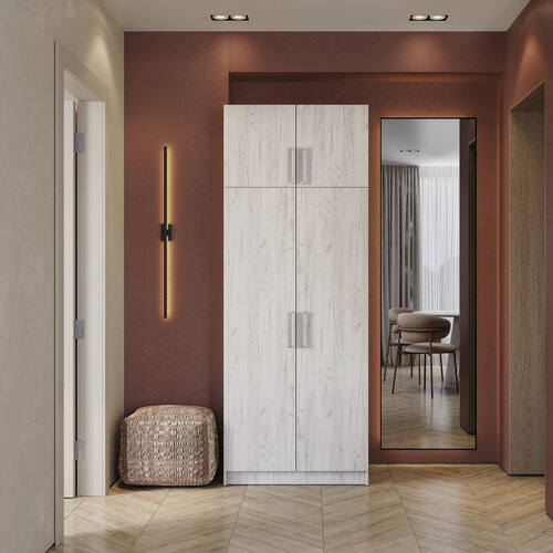 Изображение товара Двухстворчатый шкаф с перегородкой для одежды ЛДСП Дуб крафт белый БТС