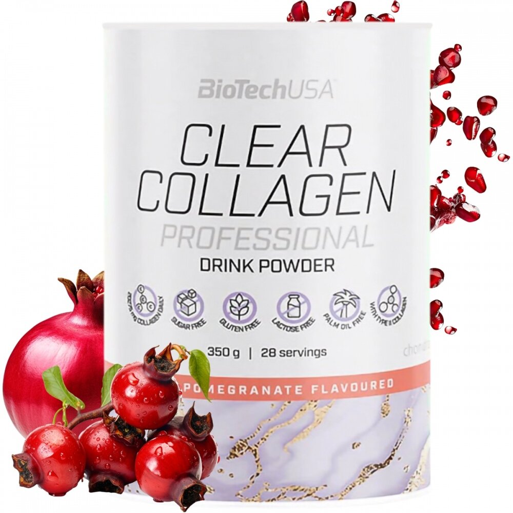 Коллаген BioTechUSA Clear Collagen Professional, для суставов, порошок, со вкусом розы и граната