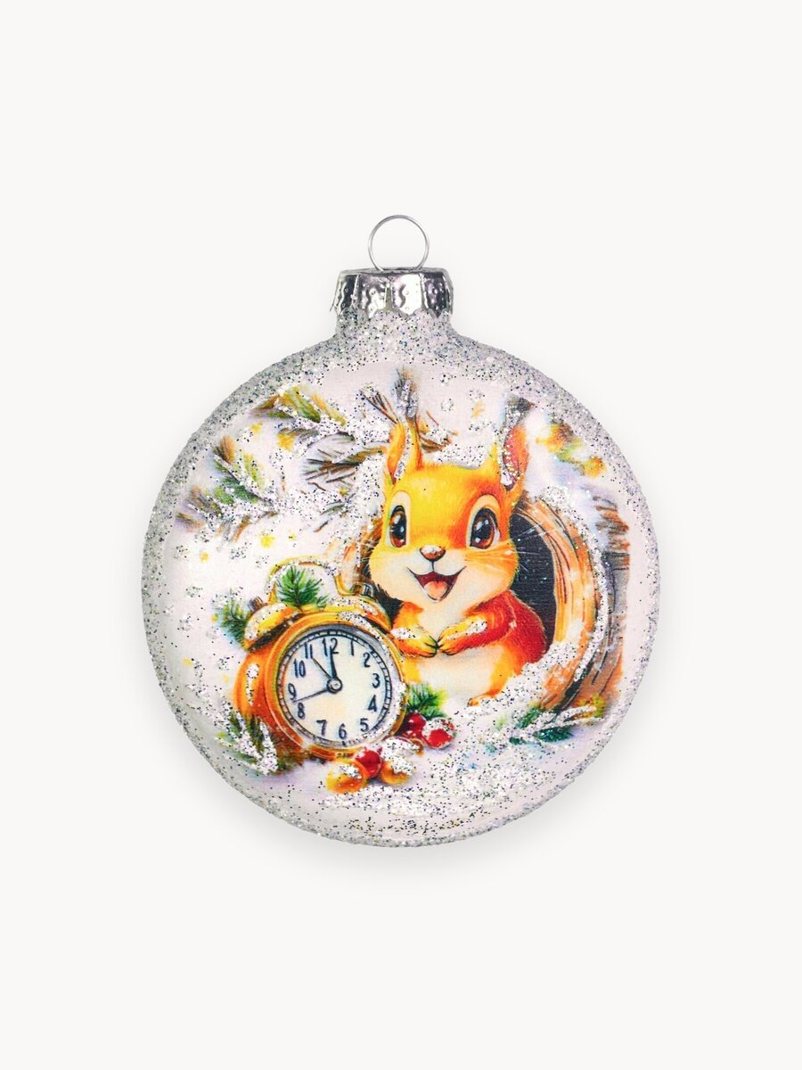 Елочная игрушка стеклянная медальон, 75 мм