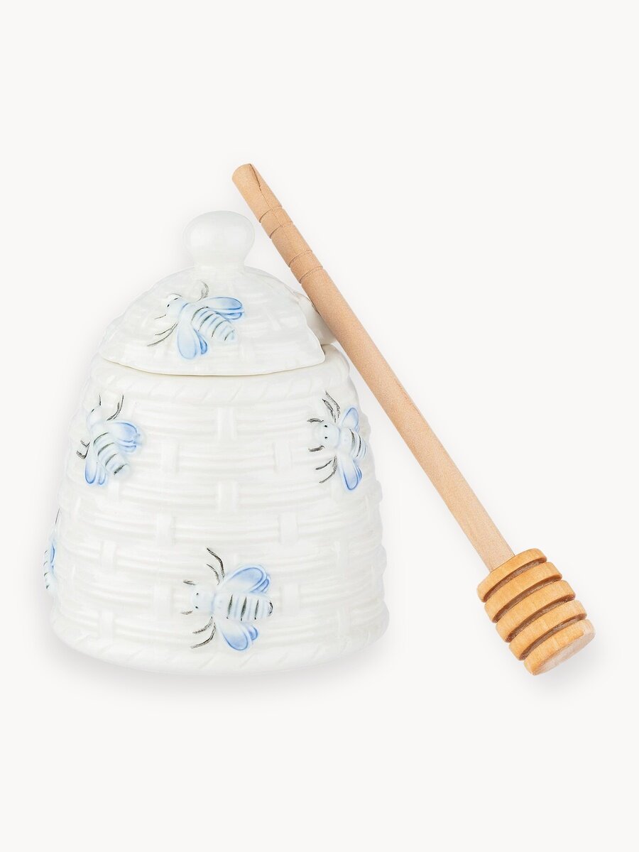 Банка для меда керамическая с ложкой. Состав:100% Керамика. Размер:9,4X9,4X12,2CM. Цвет: Белый Rusty