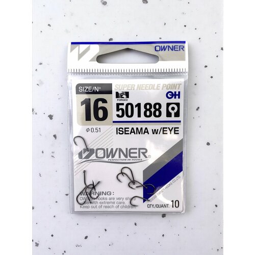Крючок рыболовный Owner Iseama w/eye 50188 №16 0,51 мм, набор 10 шт.