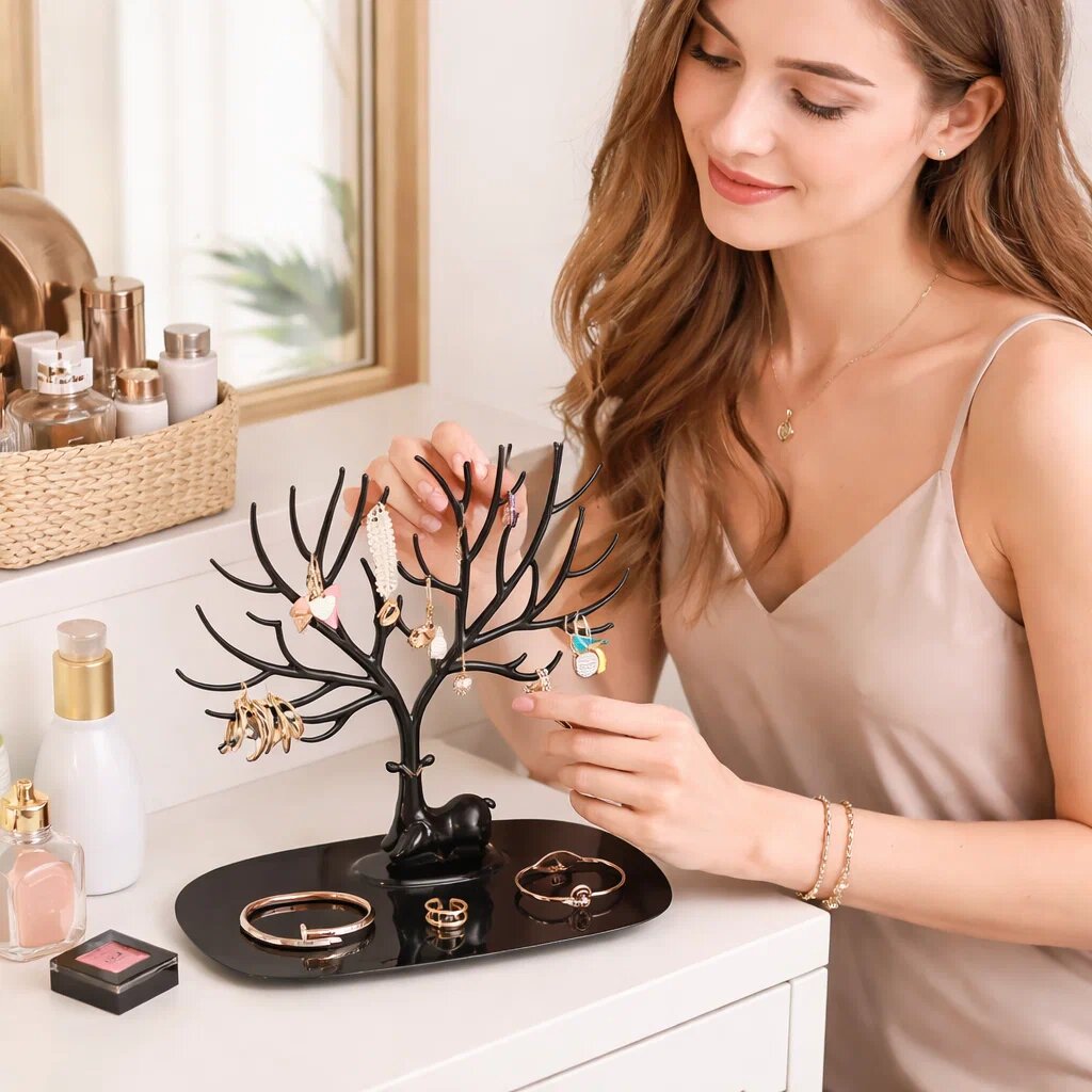 Органайзер для украшений "Олень"/ Подставка под украшения, бижутерию, Черный