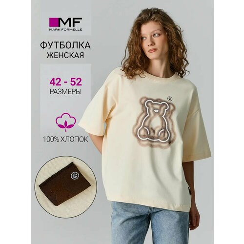 фото Футболка mark formelle для женщин, размер 164/170-92-98, бежевый