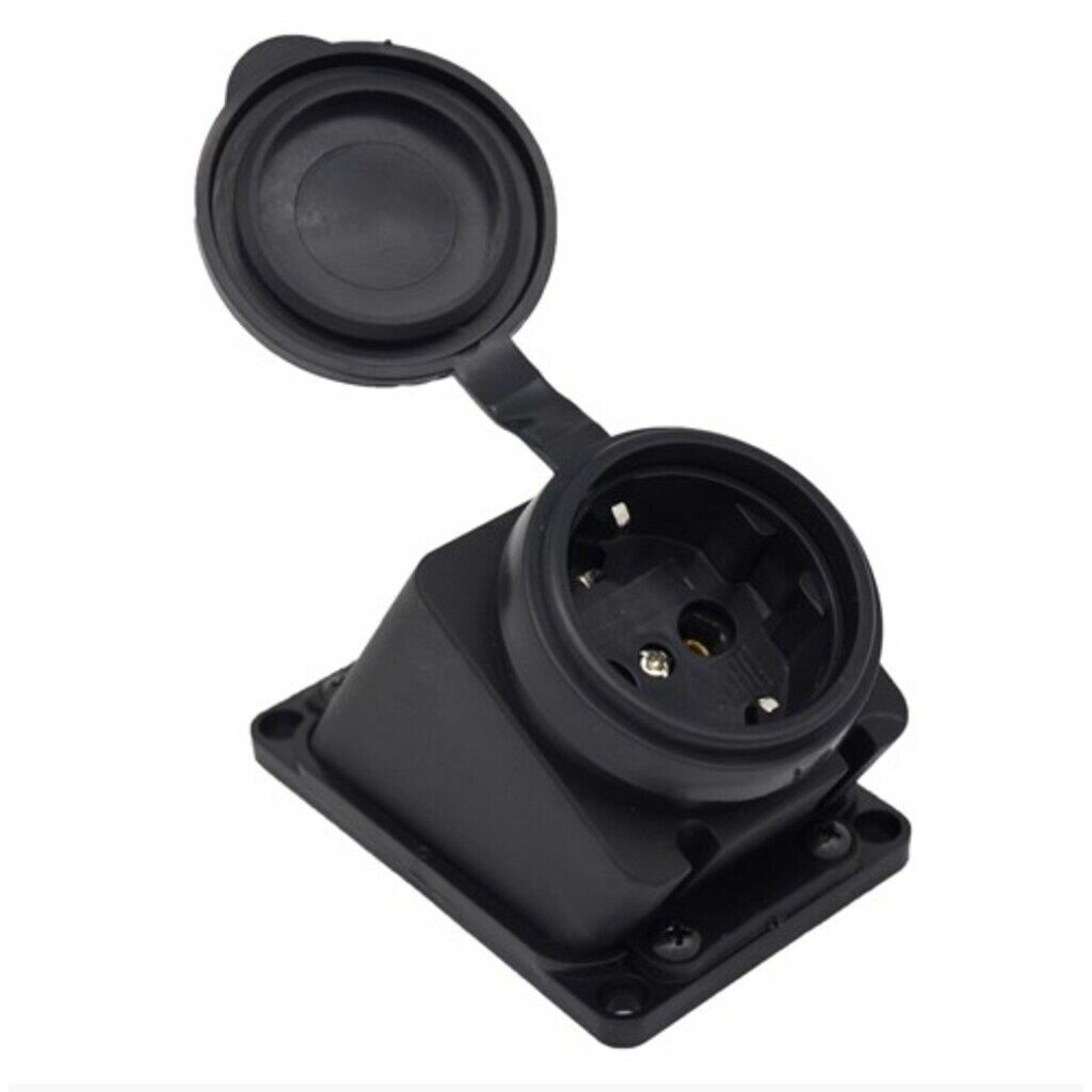 Розетка наклонная с заглушкой каучук AM-K08 2P+PE 16A 220В IP44 (ANDELI)