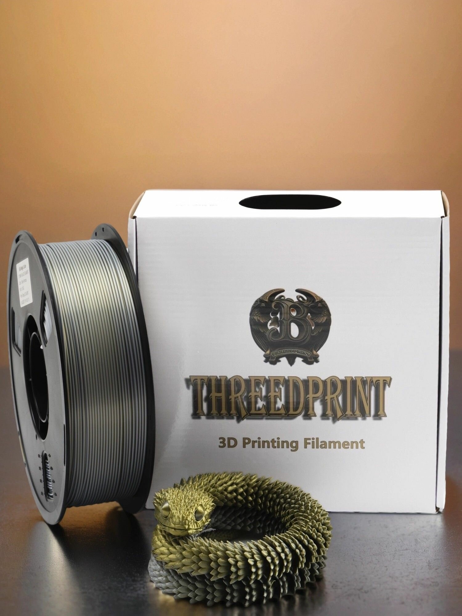 Пластик ThreeDprint PLA silk серебро-бронза (Silk Silver-Silk Bronze) катушка нити 1.75 для печати на 3D принтере