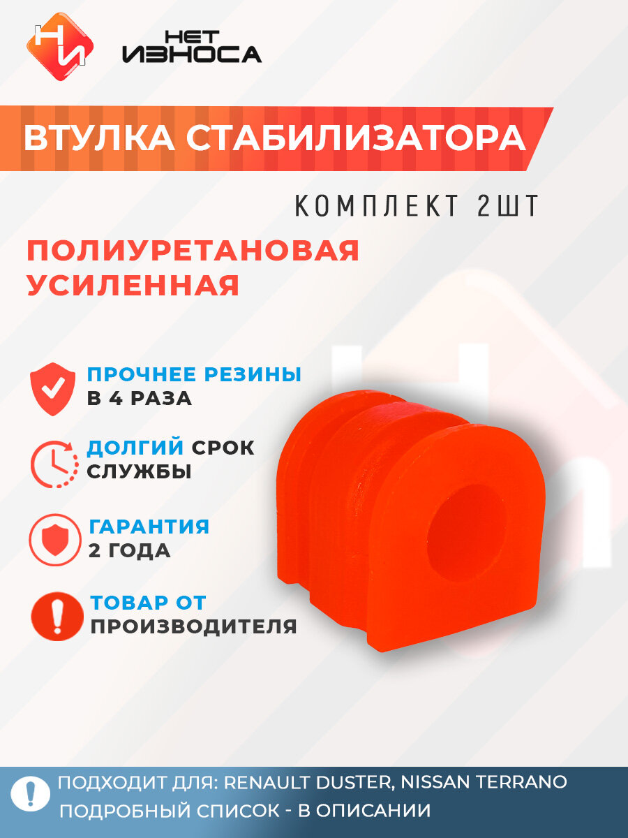 Втулка стабилизатора передняя полиуретановая усиленная NB096-2 Renault Duster Nissan Terrano 562300111R