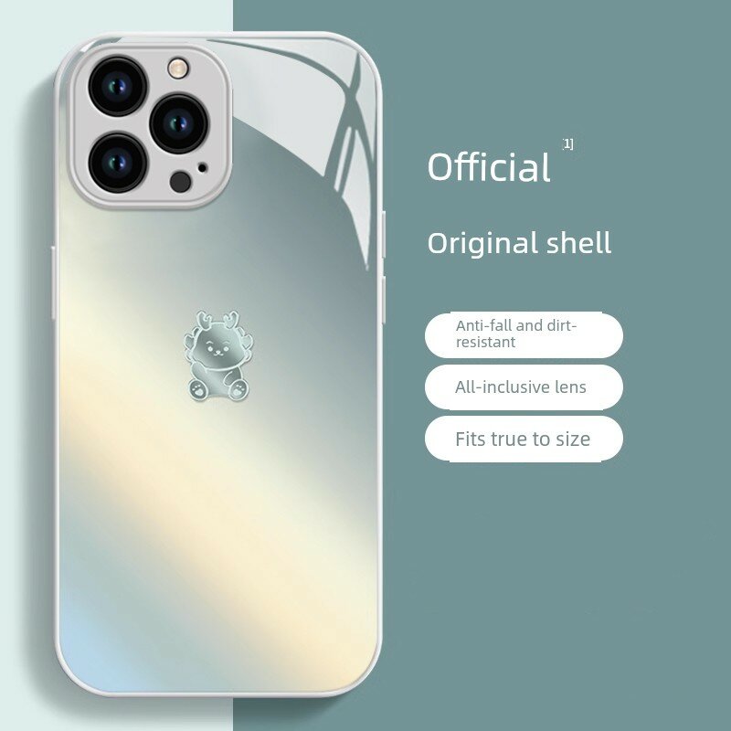 IPhone 13 Силиконовый чехол с градиентным дизайном дракона - Серебристый