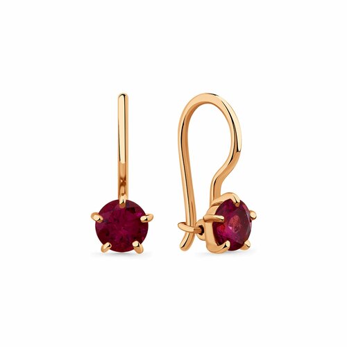 фото Серьги diamant online, красное золото, 585 проба, родолит, длина 1.25 см, , розовый