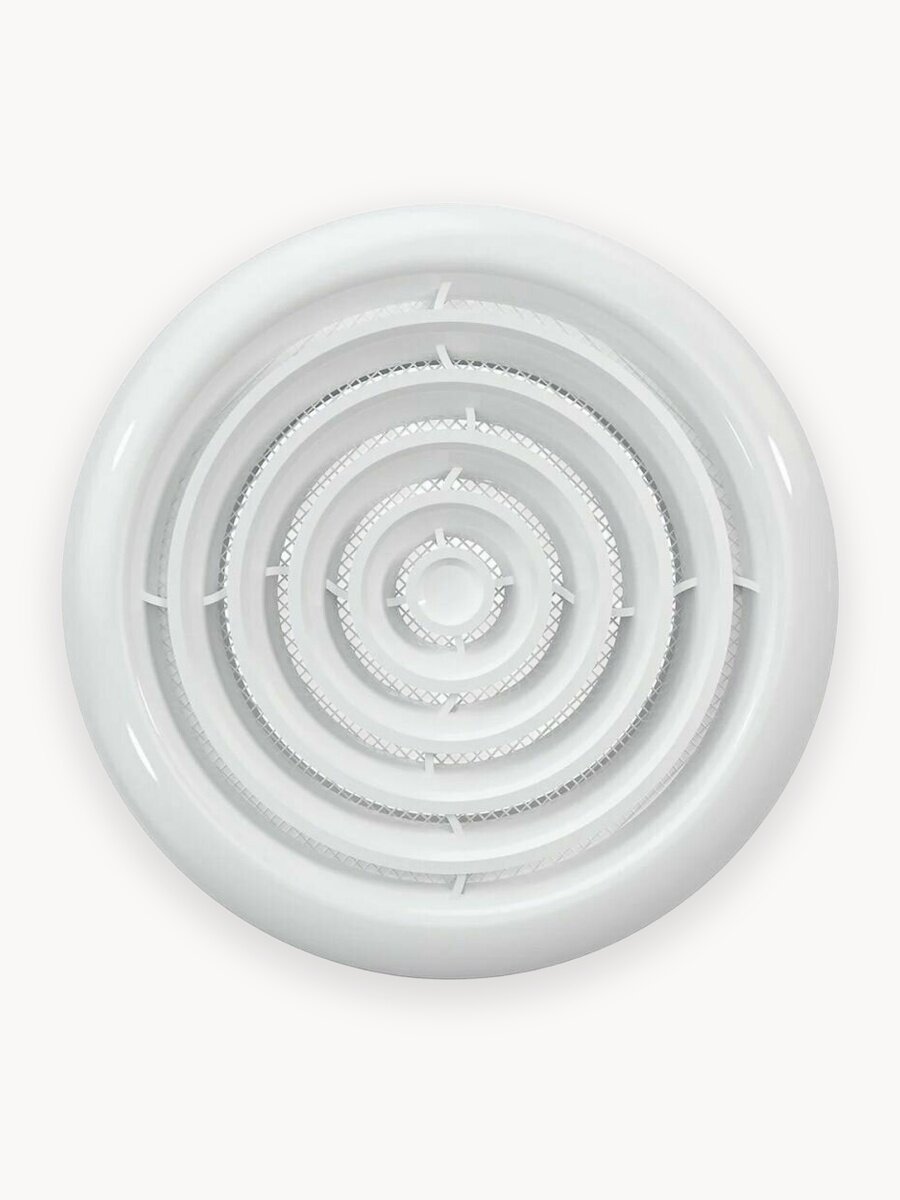 Диффузор приточно-вытяжной ERA 10DK 100 мм, с сеткой и стопорным кольцом, белый пластик
