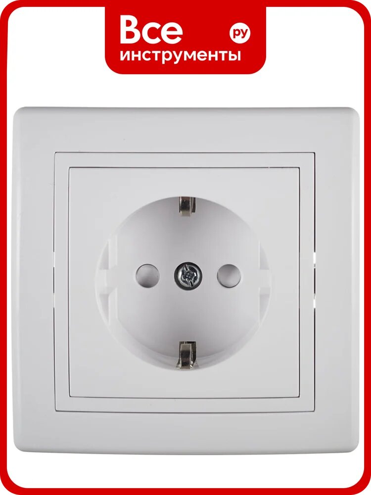 Розетка Aling-conel PRESTIGE 16A 250В с фарфоровой вставкой и защитой, белая 601.00 113027