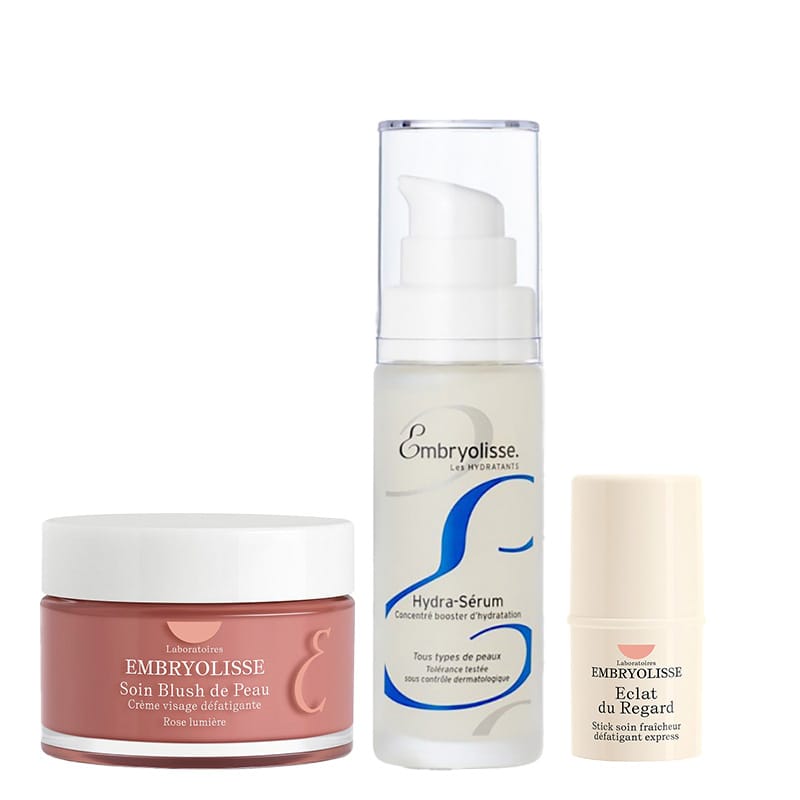 Набор уходовой косметики Embryolisse Hydra Glow Ritual комплект Освежающая сыворотка для лица 30 ml + Крем, уменьшающий признаки усталости 50 ml + Сияющие глаза 4,5 g