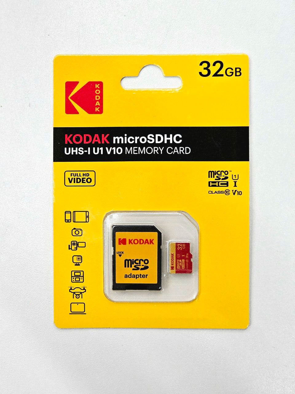 Карта памяти Kodak Premium 32GB microSDHC UHS-I U3 V10 A1, R/W 90/20 МБ/с с адаптером
