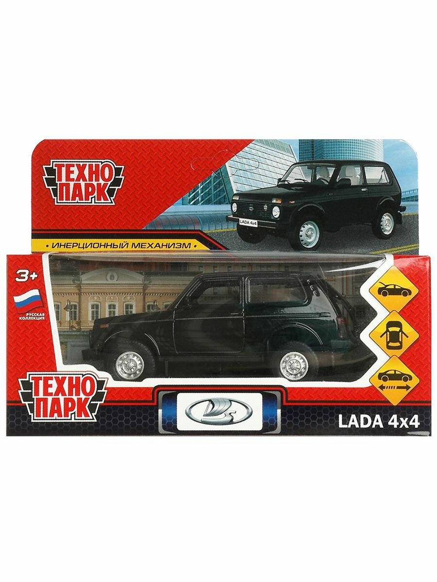 Технопарк Машина LADA 4x4 12 см черный металл