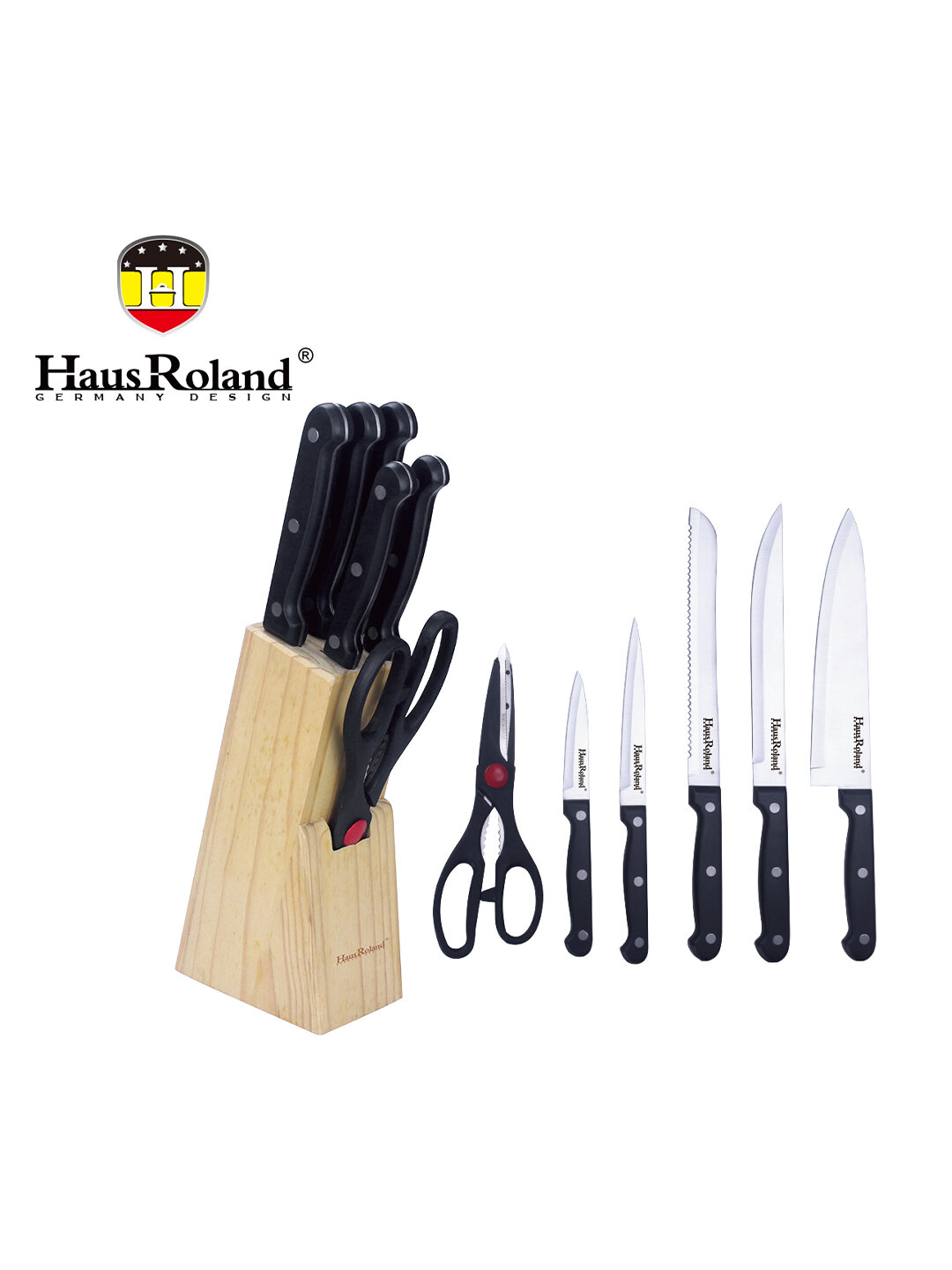 Набор кухонных ножей HausRoland 7 предметов с деревянным блоком