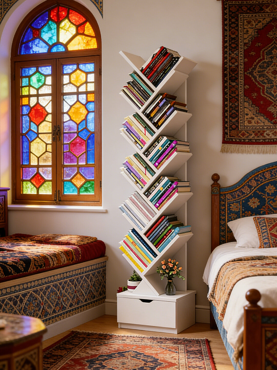 Книжная полка, 6-этажная книжная полка со шкафом для хранения вещей