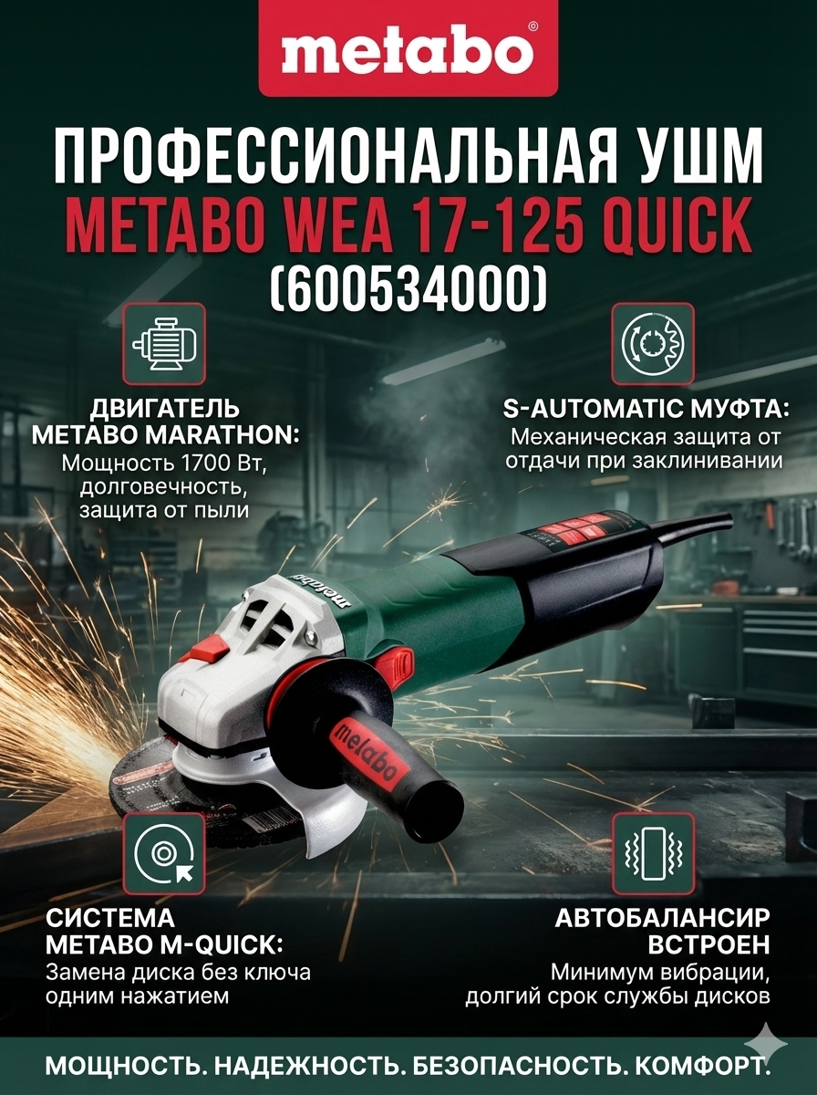 Угловая шлифовальная машина Metabo WEA 17-125 Quick (600534000)