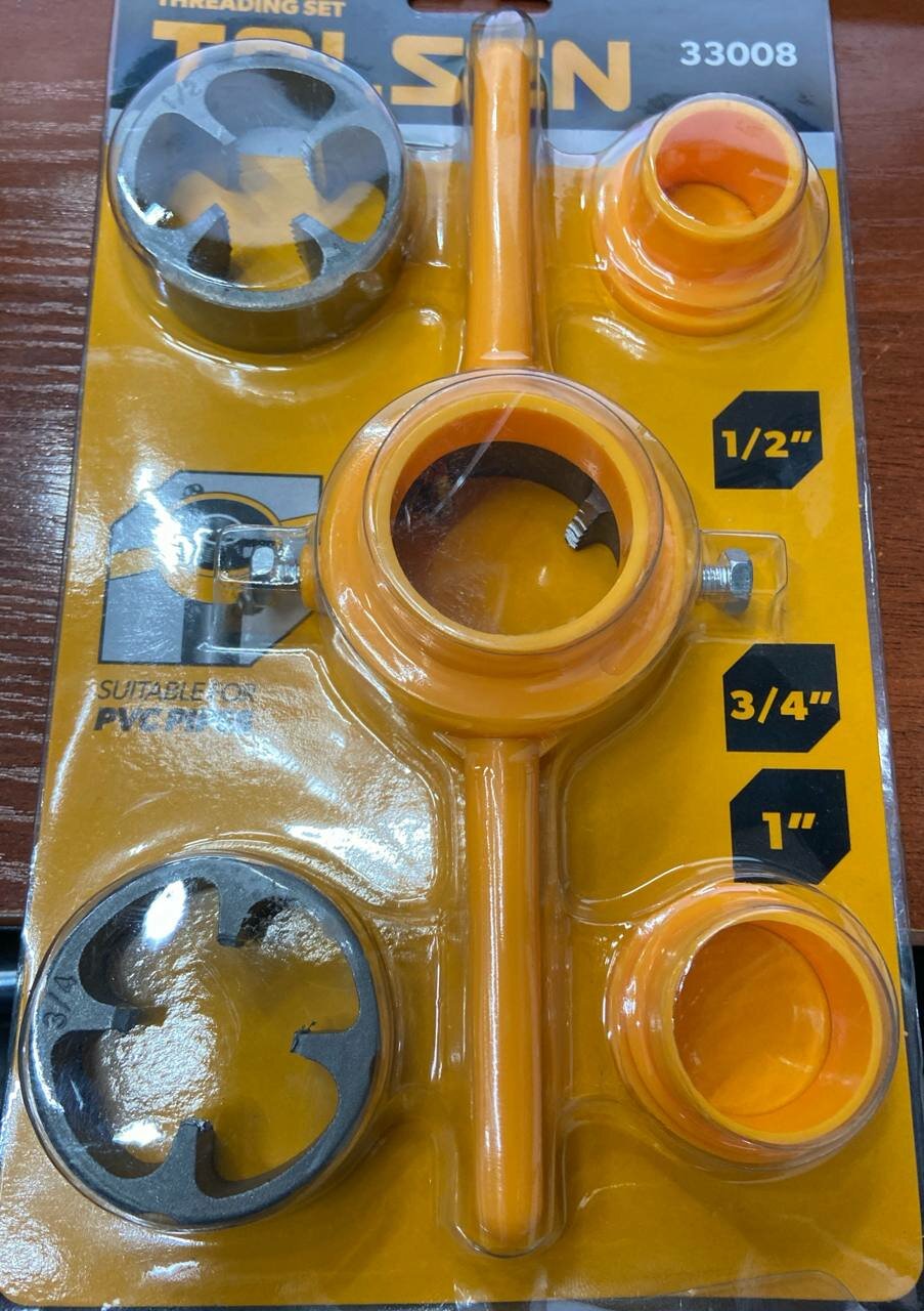 TOLSEN TOL2259-33008 набор для нарезки резьбы на трубах ПВХ 1/2"-3/4"-1"