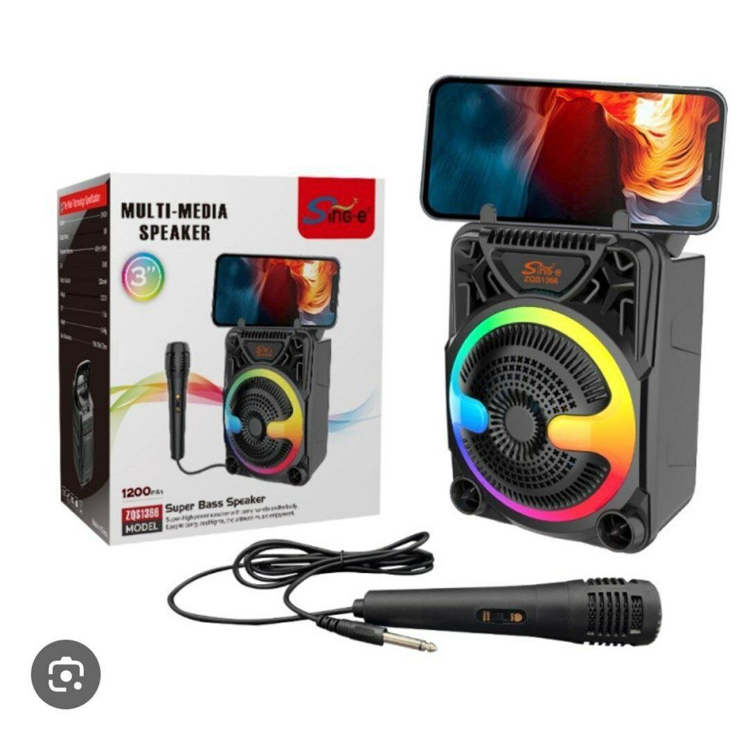 Караоке-колонка с микрофоном, портативная, Bluetooth для iOS и Android, ZQS 1366