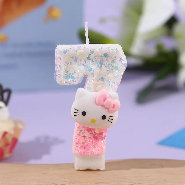Милые 3D свечи в стиле Hello Kitty, цифры от 0 до 9, украшения для торта на день рождения, украшения для детского праздника, товары для детских вечер