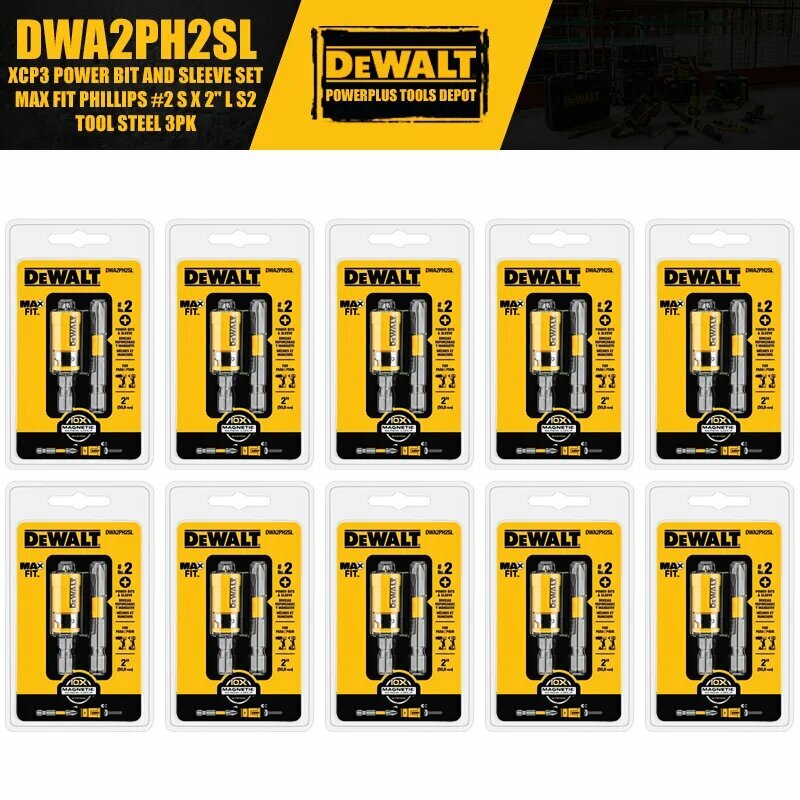 DEWALT DWA2PH2SL Набор бит и гильз XCP3 Power Max Fit Phillips #2 S X 2" L S2 Tool Steel 3PK Аксессуары для инструментов