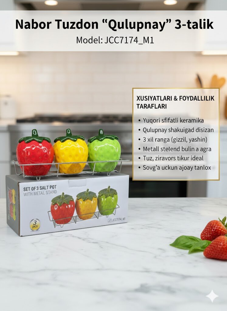 Набор для специй 3 предметов, керамические солонки и перечницы в форме болгарского перца с металлической подставкой