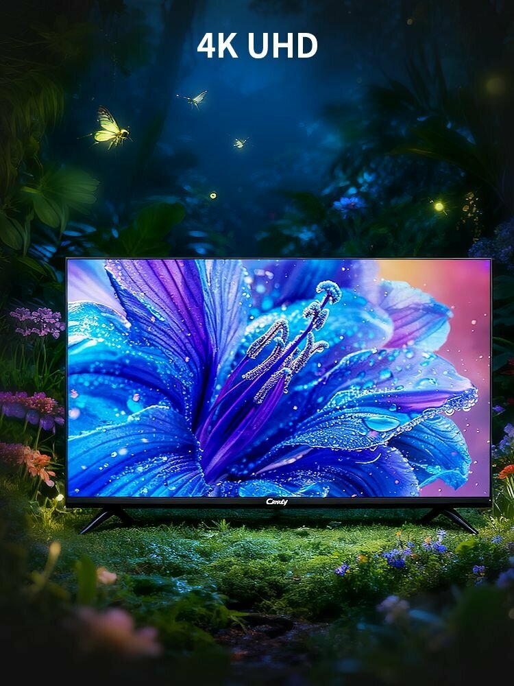 Candy Телевизор Uno 50, Безрамочный, Android TV, Bluetooth, Wi-Fi 50" 4K UHD, черный — фото 1
