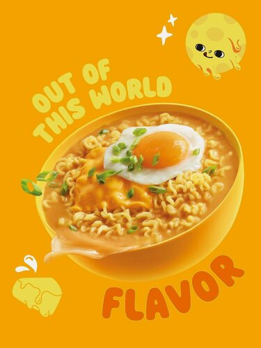 Изображение товара Набор лапши со вкусом сыра чеддер Ottogi Cheesy Ramen, 4 шт. (срок годности 17.03.2027 г.)