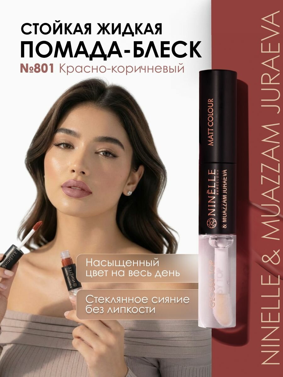 NINELLE Жидкая стойкая помада блеск NINELLE & MUAZZAM JURAEVA №801