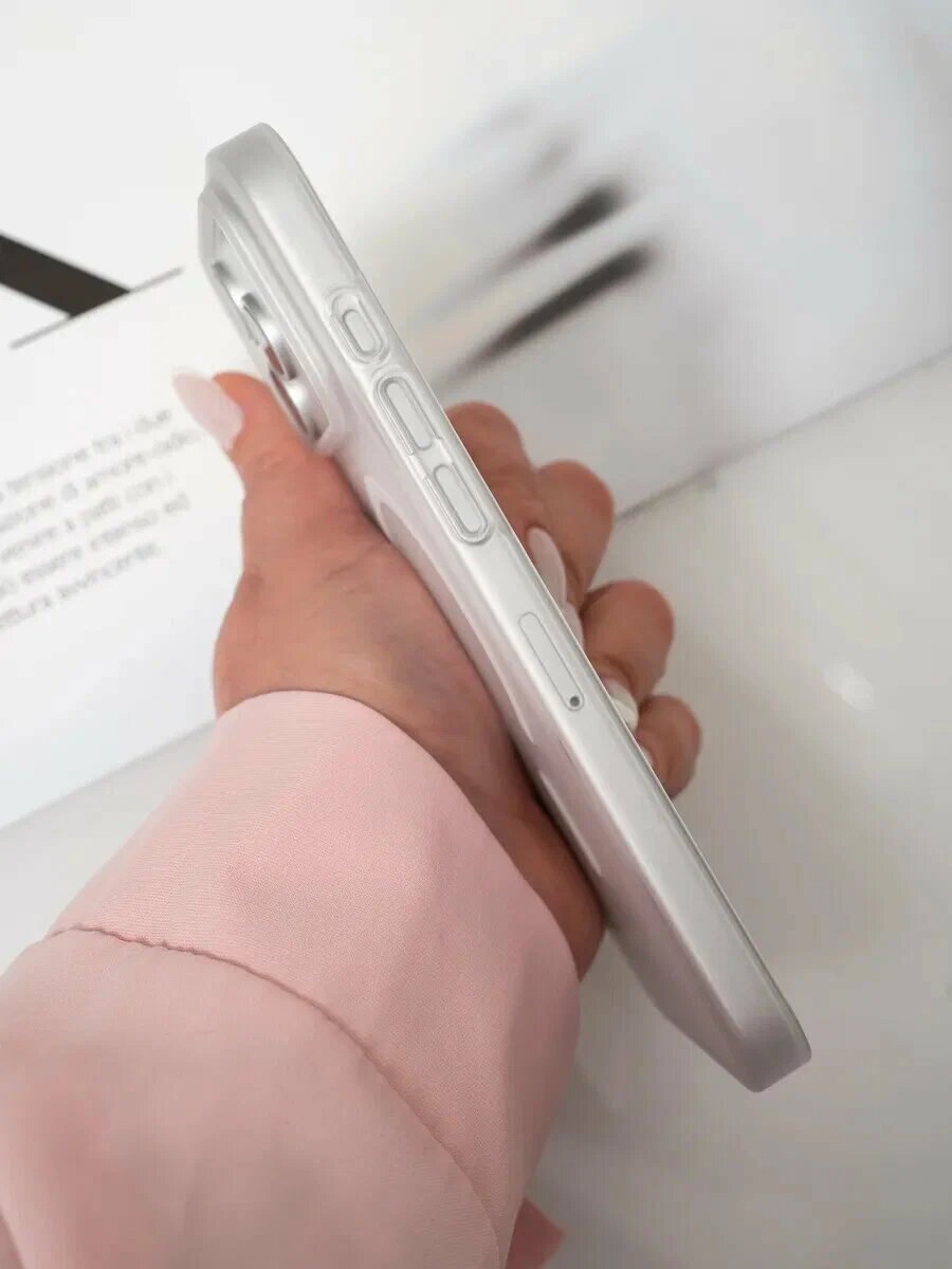 Чехол MagSafe для iPhone 17 Pro Max, матовый, прозрачный, белый — фото 1