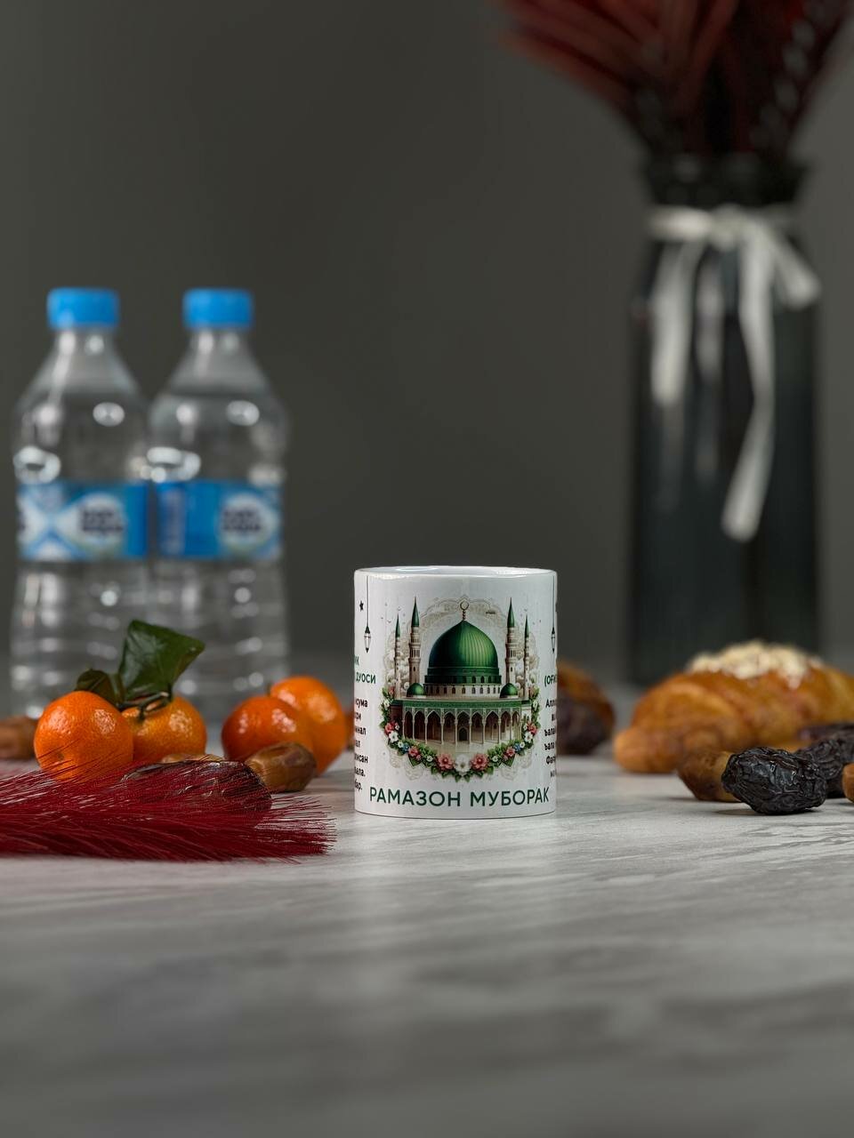 Кружка, для подарка, для офиса, для кухни, кофе и чая, красная, 350мл, с пожеланием Рамадана