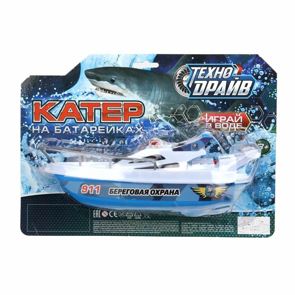 Катер технодрайв на батарейках, 28,5х20,5х6 см, Технодрайв