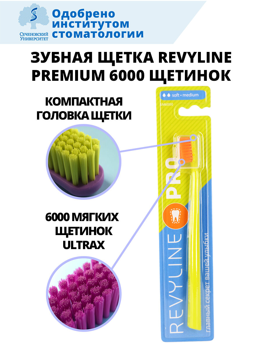 Зубная щетка Revyline SM6000 PRO, soft-medium, Салатовая/Оранжевая, 1 шт