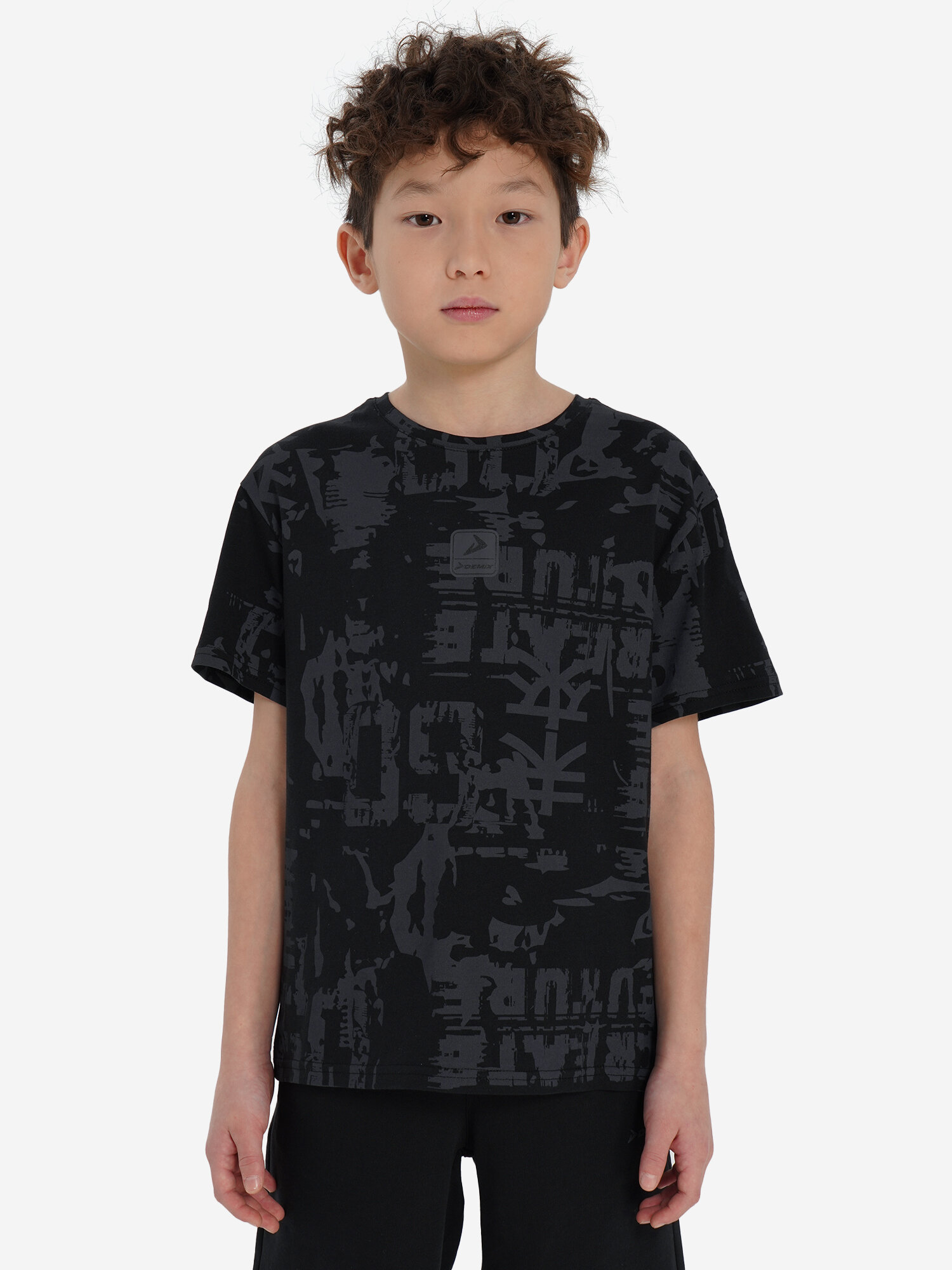 Футболка Demix, размер 158-164, черный/серый — фото 1