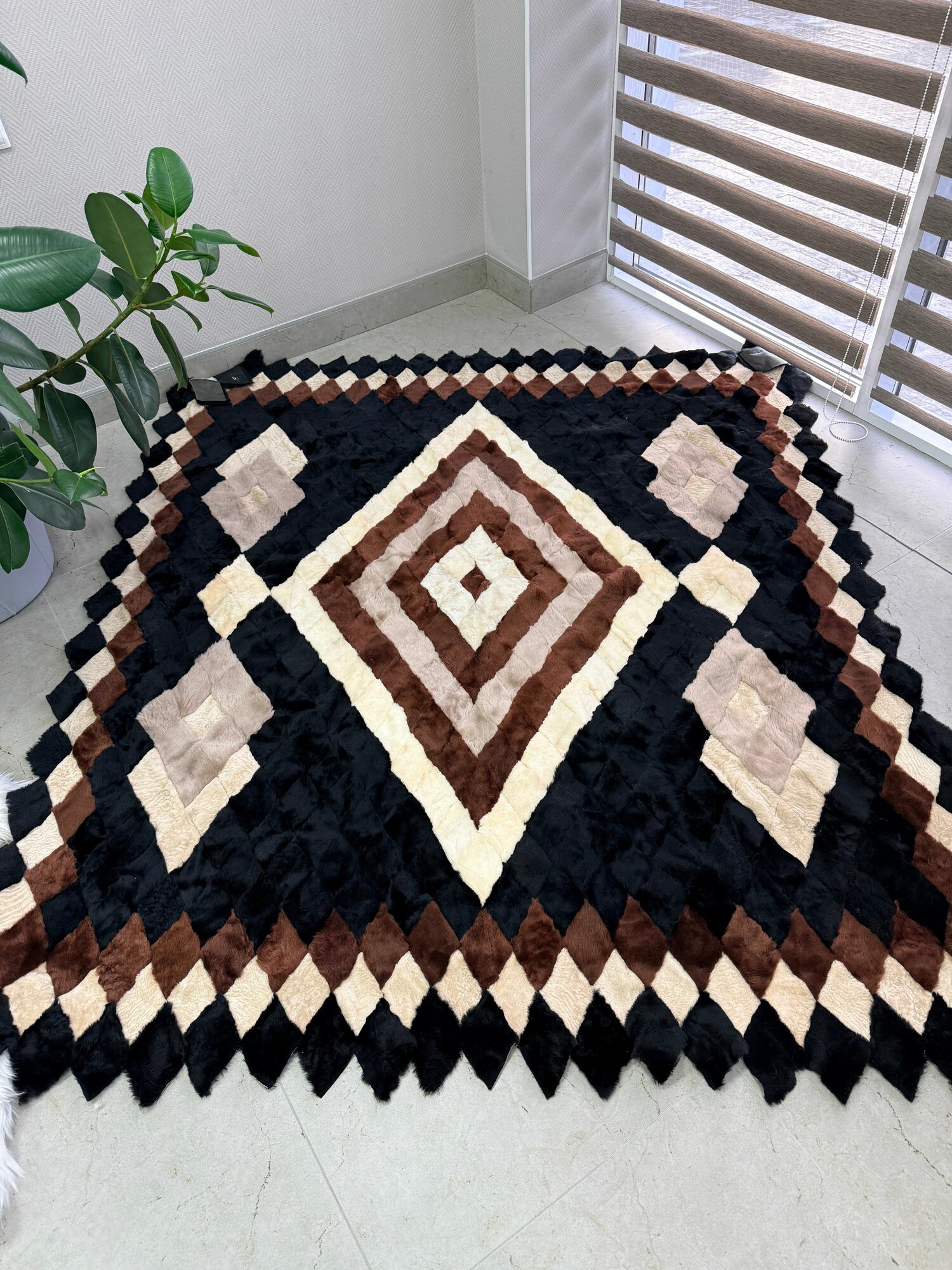 Покрывало меховое ковер из шкуры овчины — фото 1