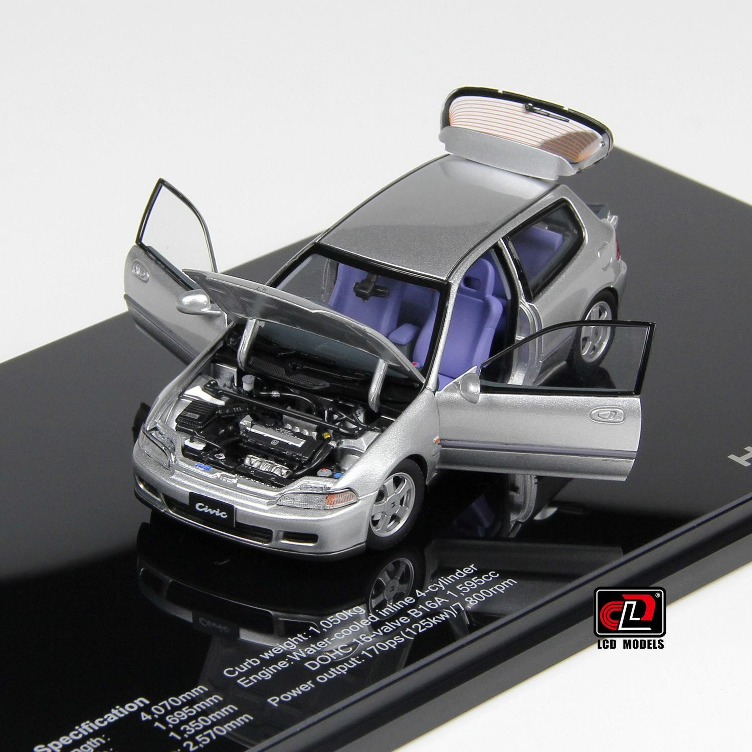 LCD Модель автомобиля из сплава, 1:43, серия Honda (Honda Civic EG6 SiR II)