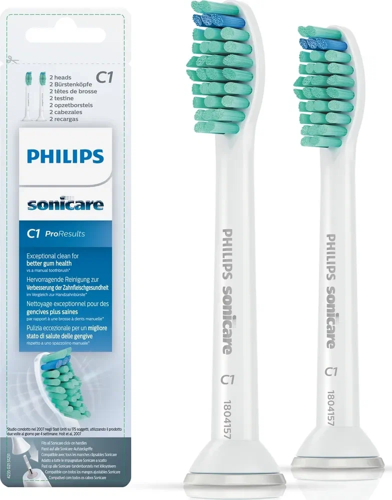 Набор насадок Sonicare ProResults HX6012/07 для ирригатора и звуковой щетки, средняя, белый, 2 шт.