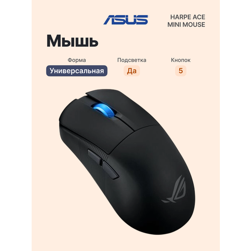 фото Мышь игровая asus p716 rog harpe ace mini black (90mp03z0-bmua00)