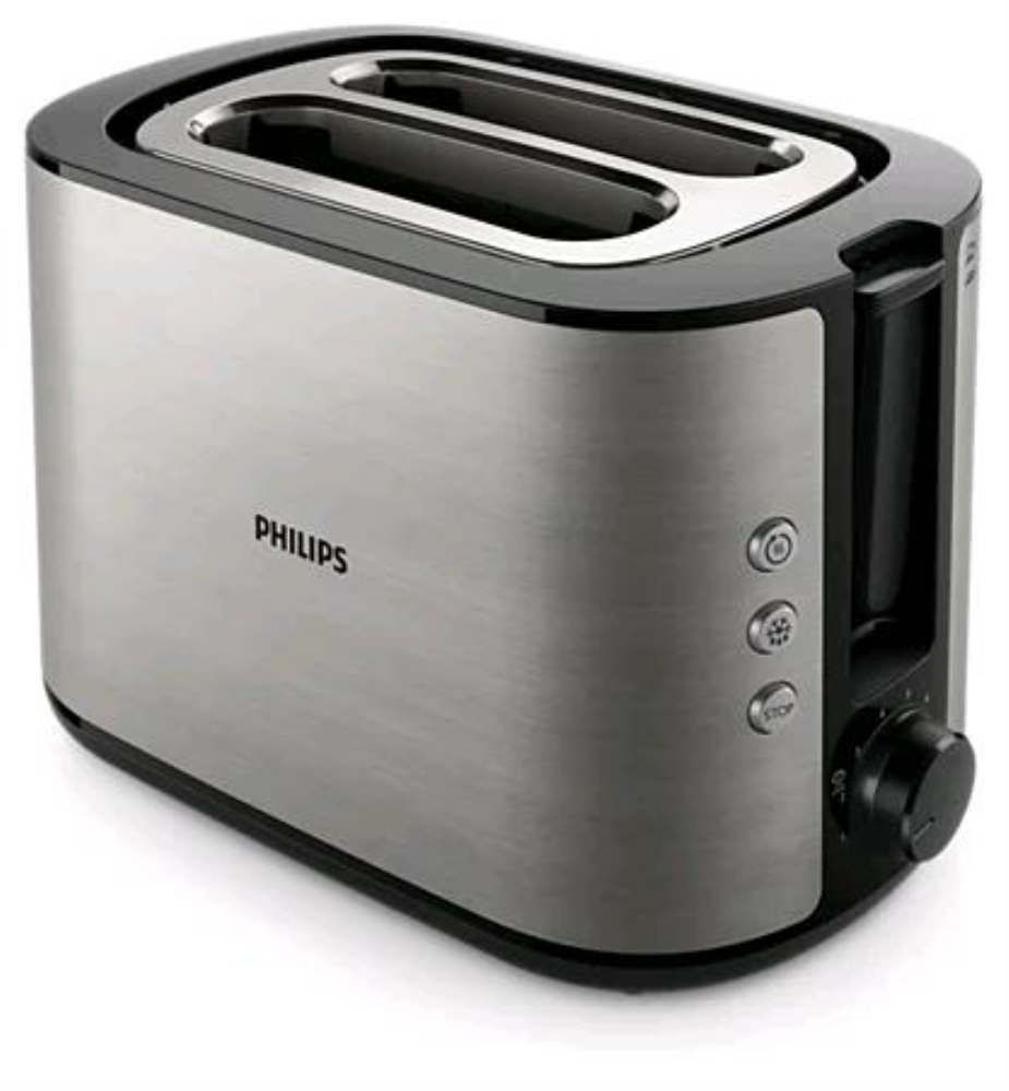 Тостер Philips HD2650/90 Коллекция Вива на 2 ломтика, широкий слот, металлический, 950Вт серебристый