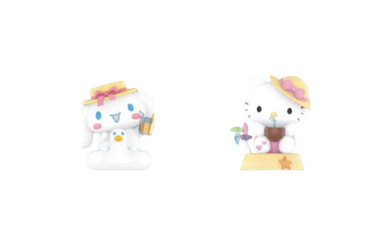 POP MART Hello Kitty Sanrio Characters Nansha Island, отдельная коробка/целая коробка 12 шт, Confirmed model - swan swimming ring + coconut sago (unboxing and unbagging)