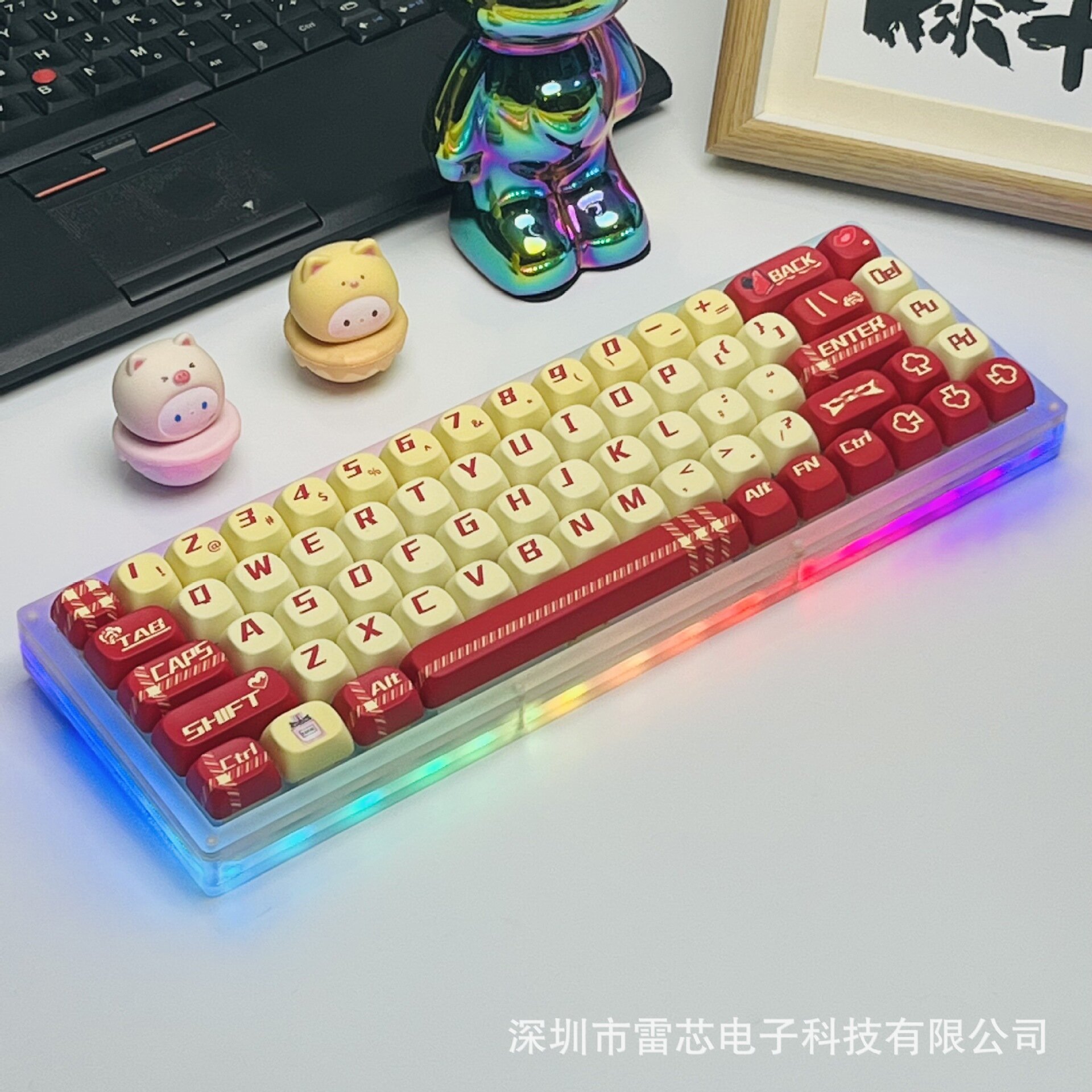 Клавиатура механическая C68 с акриловым корпусом, подсветкой RGB, узором Ароматная крышка, переключатели винного