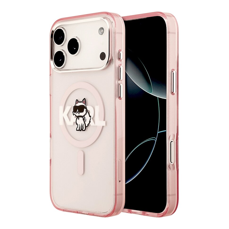 Karl Lagerfeld чехол с MagSafe для iPhone 17 Pro Max, с принтом IML Sketch Choupette, с защитой камеры, розовый