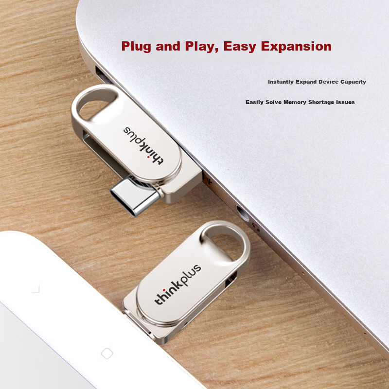 ThinkPlus Lenovo 64GB двойной интерфейс металлический USB-накопитель для телефонов и компьютеров Type-C Ёмкость：64