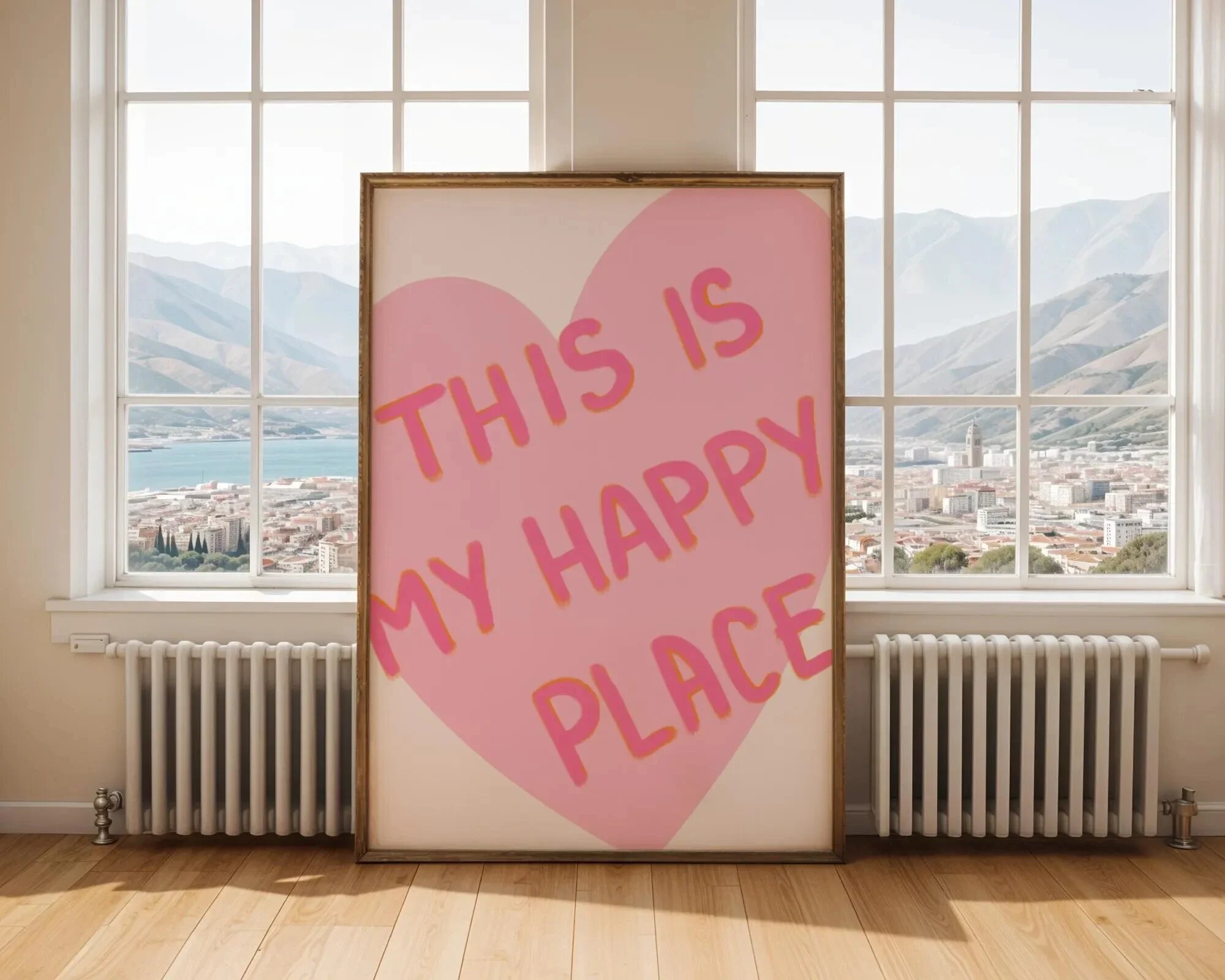Постер "This is my happy place" 30x40 см, розовый