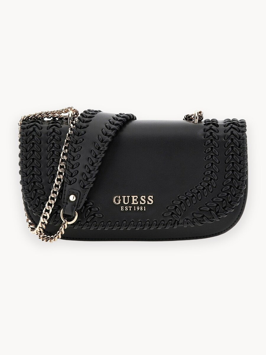 Сумка седло GUESS, фактура гладкая, черный