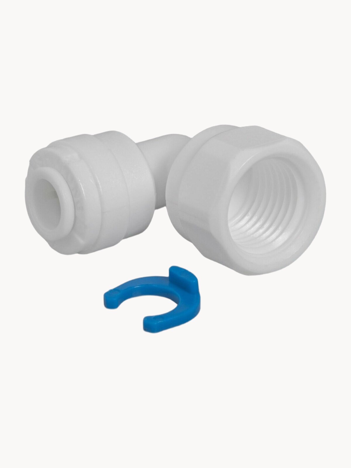 Переходник фитинг пластиковый угловой для фильтра трубка 1/4-1/4 внутренняя резьба, обратный осмос, цанга, для трубки 6 мм, сантехническое соединение