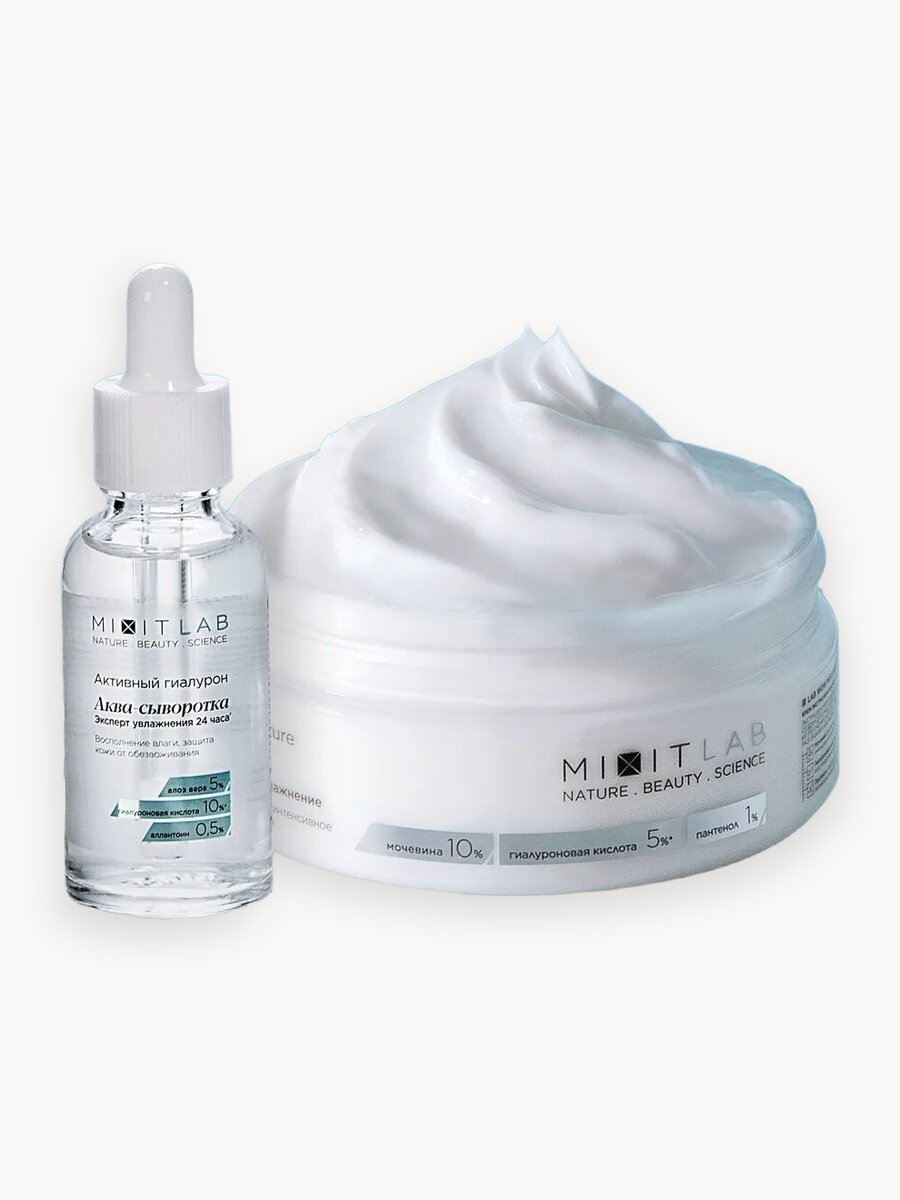 MIXIT Набор для ухода за лицом: cыворотка для лица и крем увлажняющий от морщин